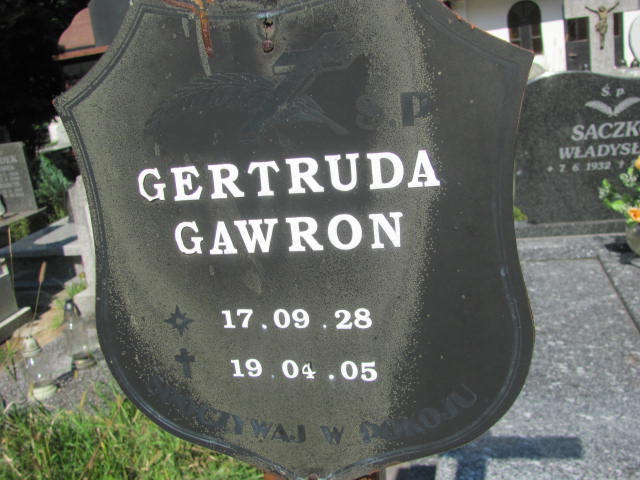 Gertruda Gawron 1928 Kędzierzyn - Koźle - Grobonet - Wyszukiwarka osób pochowanych